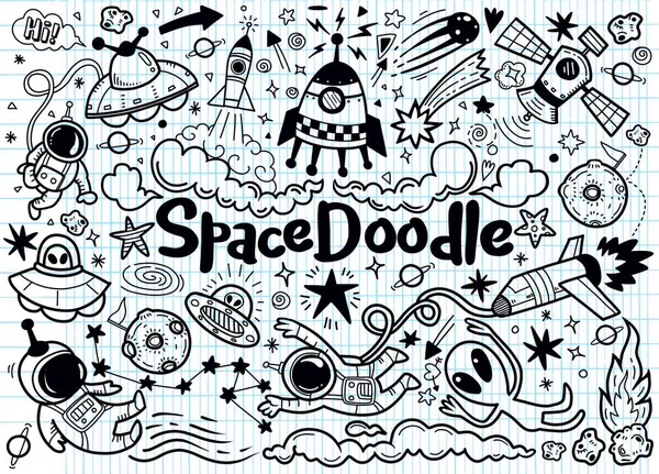 Elle Çizilmiş Alanı Öğeleri Desen Alan Arka Plan Uzay Doodle — Stok Vektör