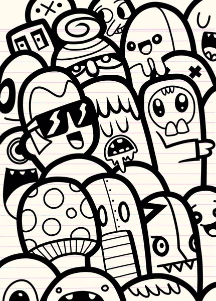 Illustration Vectorielle Monstres Mignon Alien Sympathique Cool Mignon Collection Monstres — Image vectorielle