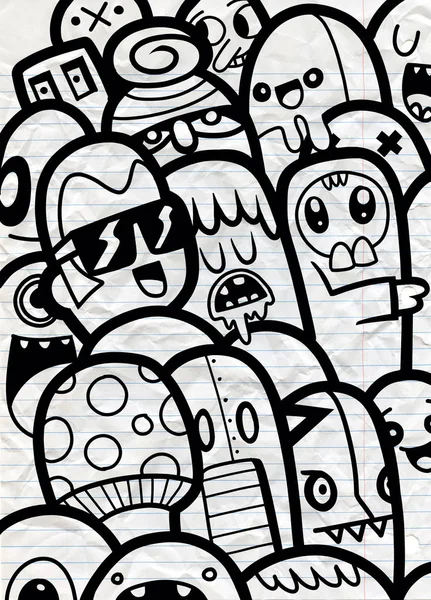 Canavarlar ve sevimli uzaylı dost, güzel, şirin çizilmiş canavarlar koleksiyonu vektör Eps 10 illüstrasyon vektör çizim.