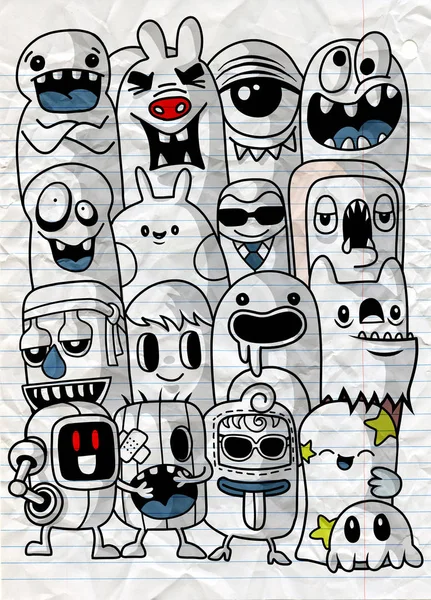 Canavarlar ve sevimli uzaylı dost, güzel, şirin çizilmiş canavarlar koleksiyonu vektör Eps 10 illüstrasyon vektör çizim.