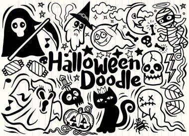 Cadılar Bayramı afiş tasarımı vektör vampir cadı anne kurt adam hayalet reaper karakteri ile ayarla