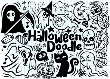 Cadılar Bayramı afiş tasarımı vektör vampir cadı anne kurt adam hayalet reaper karakteri ile ayarla