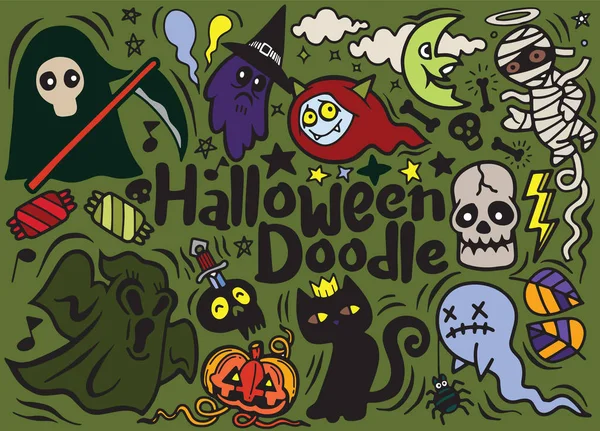 Cadılar Bayramı afiş tasarımı vektör vampir cadı anne kurt adam hayalet reaper karakteri ile ayarla