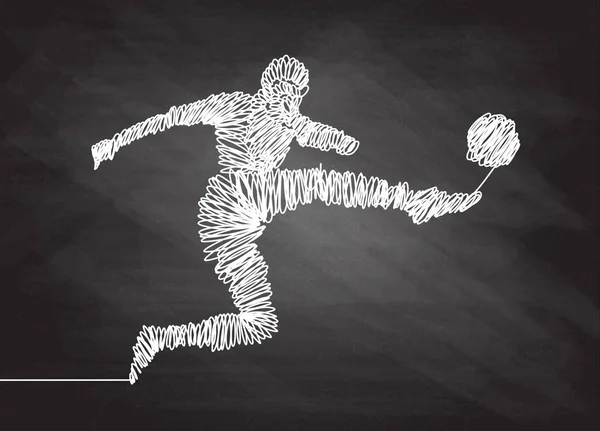Dessin Continu Illustration Montre Footballeur Donner Coup Pied Ballon Foot — Image vectorielle