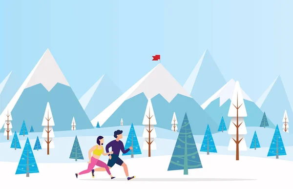 Hombre Mujer Corriendo Jogging Pareja Pareja Corriendo Con Ilustración Vectores — Archivo Imágenes Vectoriales