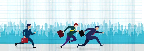 Business People Group Corre Hacia Éxito Corriendo Calle Ciudad Team — Vector de stock