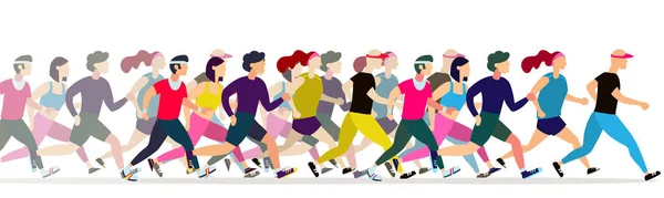 Jogging Des Gens Les Coureurs Regroupent Mouvement Courir Des Hommes — Image vectorielle