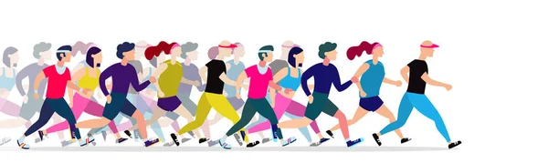 Jogging Des Gens Les Coureurs Regroupent Mouvement Courir Des Hommes — Image vectorielle