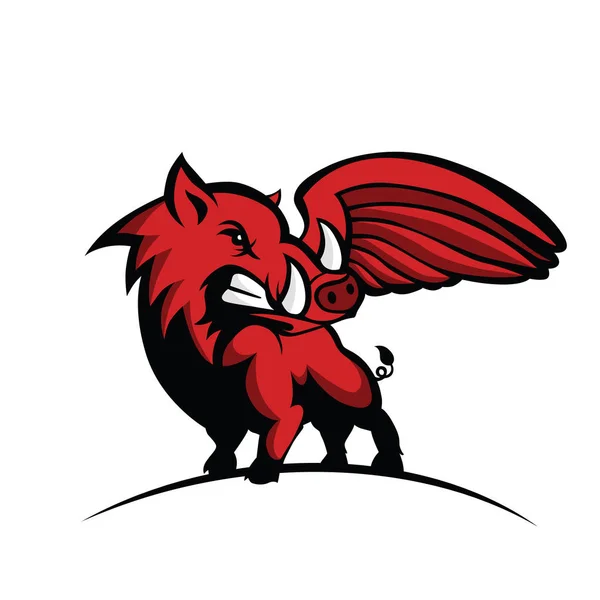 Porc Sauvage Sanglier Avec Logo Aile — Image vectorielle