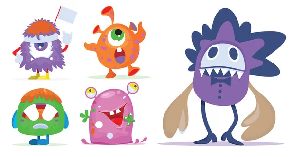 Monstruos Dibujos Animados Para Halloween Conjunto Vectorial Monstruos Dibujos Animados — Vector de stock