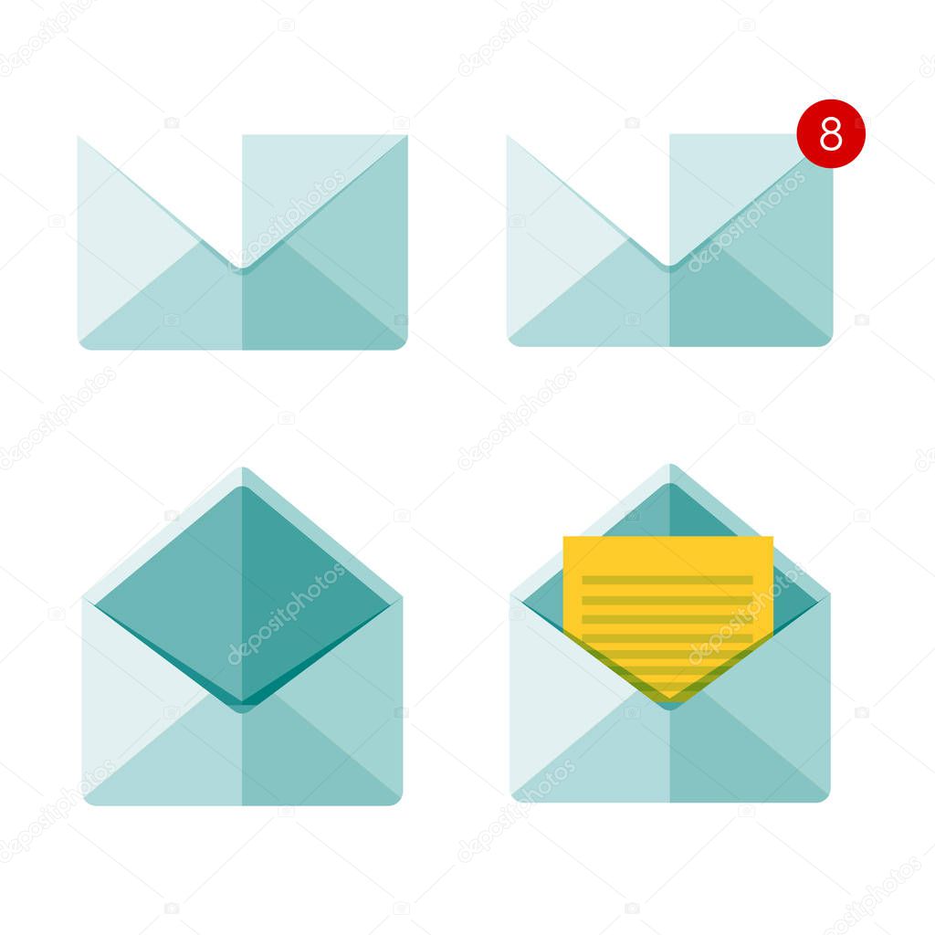 Vector illustration. Flat envelope. Emailing and global communication. Letter. Social network.