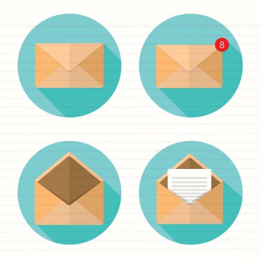 açık ve kapalı zarf kümesini. analiz yazışma, spam ve kişisel iletişim kavramı. üzerinde şık arka plan izole. düz stil modern tasarım vektör çizim