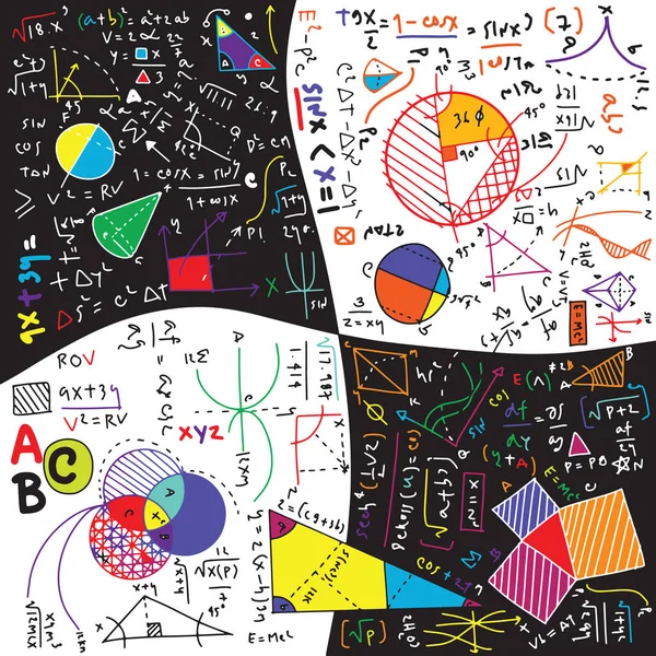 物理公式和现象 手绘插画 数学与科学委员会 物理教育在学校 — 图库矢量图片