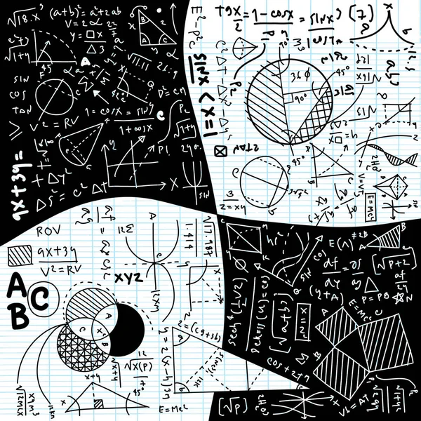 Fórmulas Físicas Fenômeno Ilustração Desenhada Mão Conselho Ciências Com Matemática — Vetor de Stock