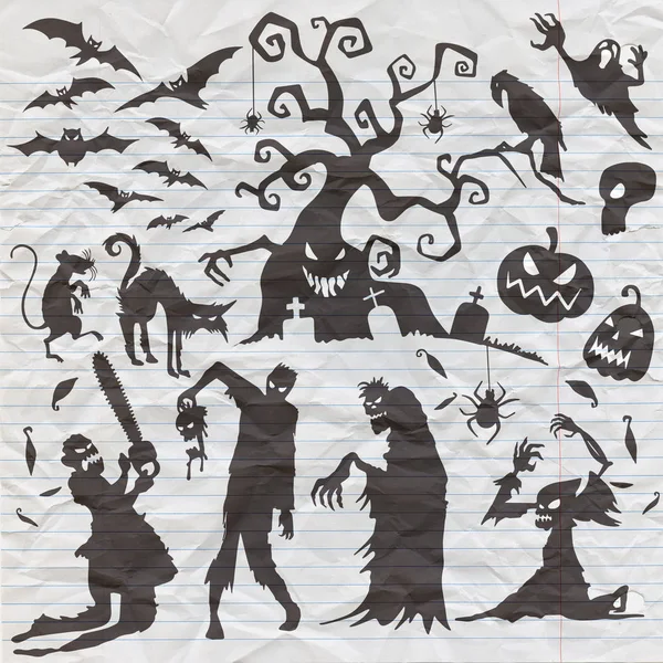 Happy Halloween Collezione Magica Strega Attributi Maghi Elementi Raccapriccianti Spettrali — Vettoriale Stock