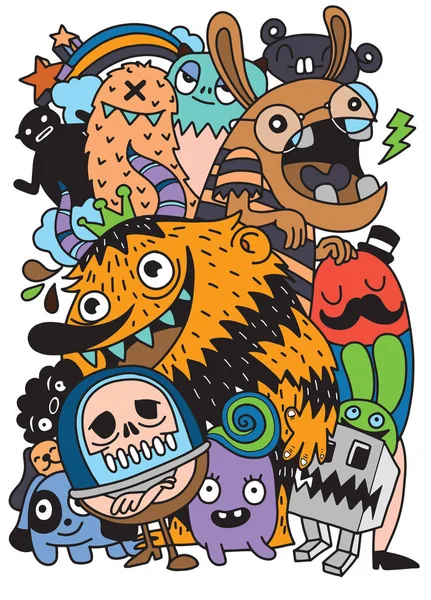 Bonito Assustador Halloween Monstros Doces Conjunto Monstros Engraçados Bonitos Alienígenas —  Vetores de Stock