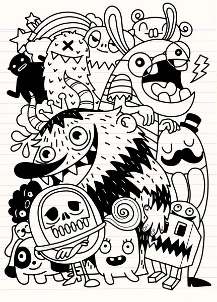 Cute Scary Halloween Monsters Candy Conjunto Divertidos Monstruos Lindos Extraterrestres — Archivo Imágenes Vectoriales