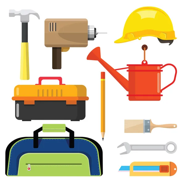 Stock Vector Illustration Set Isolated Icons Building Tools Repair Construction — Stockvector