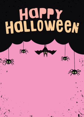 Mutlu Halloween metin afiş, vektör, mutlu Cadılar Bayramı yazı vektör. Örümcek ve web afiş, poster, tebrik kartı, yeni yıl eğlencesi daveti için tatil hat. İzole illüstrasyon.