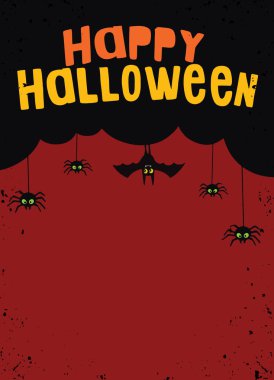 Mutlu Halloween metin afiş, vektör, mutlu Cadılar Bayramı yazı vektör. Örümcek ve web afiş, poster, tebrik kartı, yeni yıl eğlencesi daveti için tatil hat. İzole illüstrasyon.