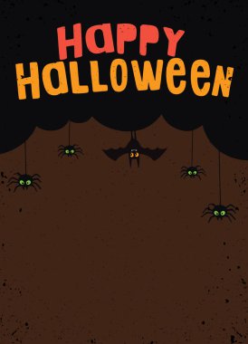 Mutlu Halloween metin afiş, vektör, mutlu Cadılar Bayramı yazı vektör. Örümcek ve web afiş, poster, tebrik kartı, yeni yıl eğlencesi daveti için tatil hat. İzole illüstrasyon.