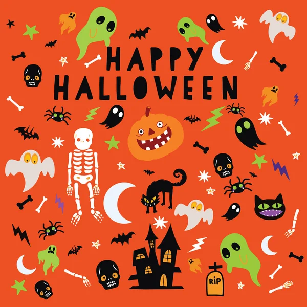 Feliz Halloween Símbolos Halloween Para Fondo — Archivo Imágenes Vectoriales