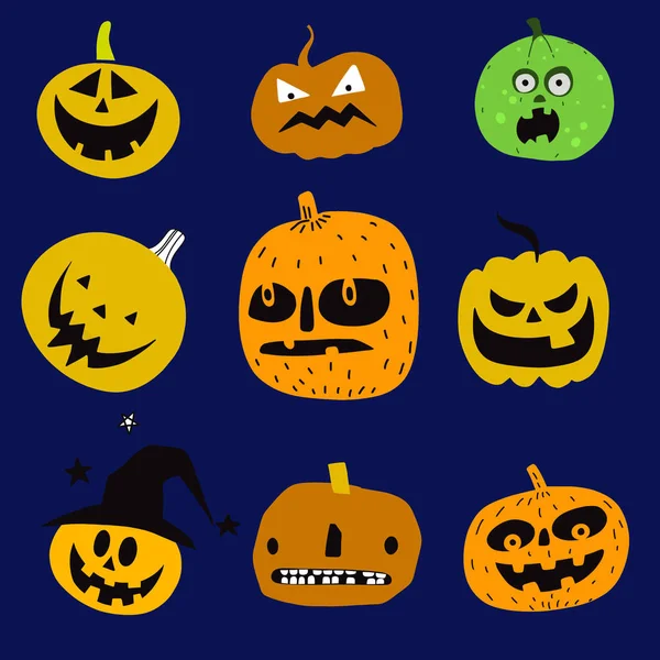 Roztomilá Halloween Dýně Izolované Pozadí Plochý Vektorové Ilustrace — Stockový vektor