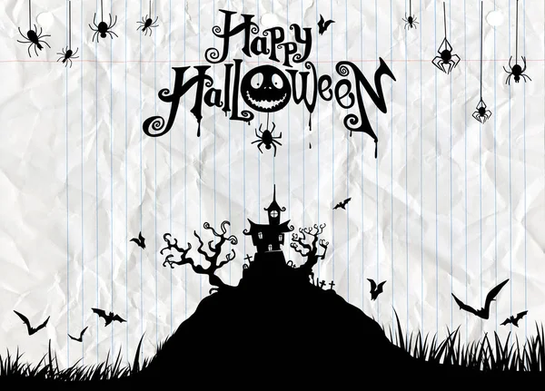 Halloween Nacht Achtergrond Met Pompoen Haunted House Flyer Uitnodiging Sjabloon — Stockvector