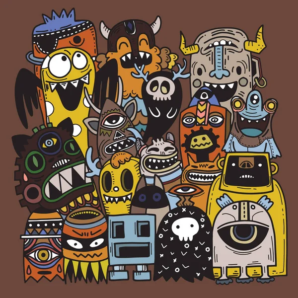 Ilustración Vectorial Doodle Lindo Monster Fondo Dibujo Mano Doodle — Archivo Imágenes Vectoriales