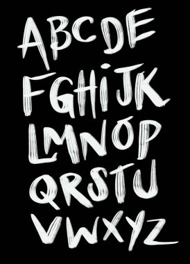 Fırça kalemi çizgi roman yazı tipi. Vektör alfabesi.