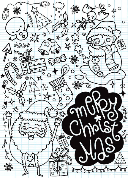Векторная Иллюстрация Рождественского Фона Ручной Рисунок Каракули — стоковый вектор