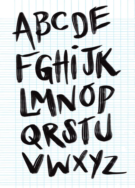 Brushpen Comic Lettering Fonte Alfabeto Vetorial —  Vetores de Stock