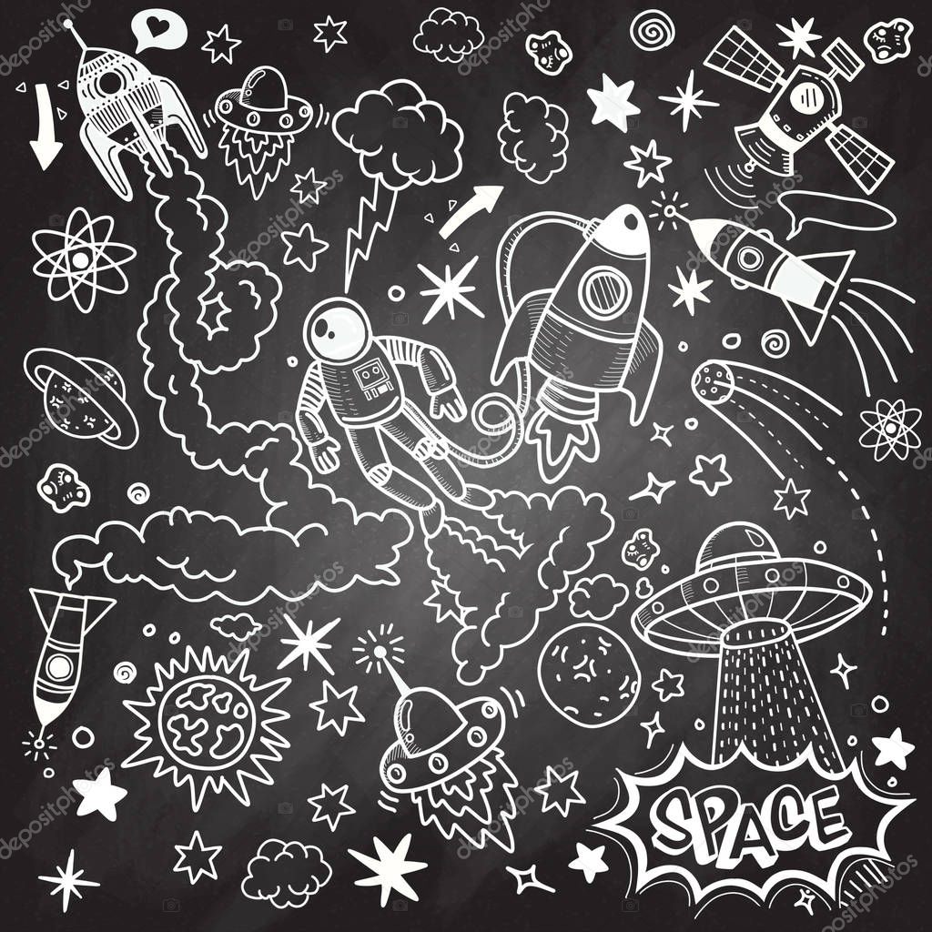 Space pattern hand drawing illustration vector