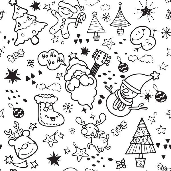 Illustration Vectorielle Doodle Mignon Joyeux Noël Joyeux Noël Compagnons Père — Image vectorielle