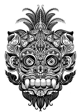 Elle çizilmiş şekil. Süs öğesi. dövme şeytan maskesi, savaşçı kabile maskesi vektör çizim