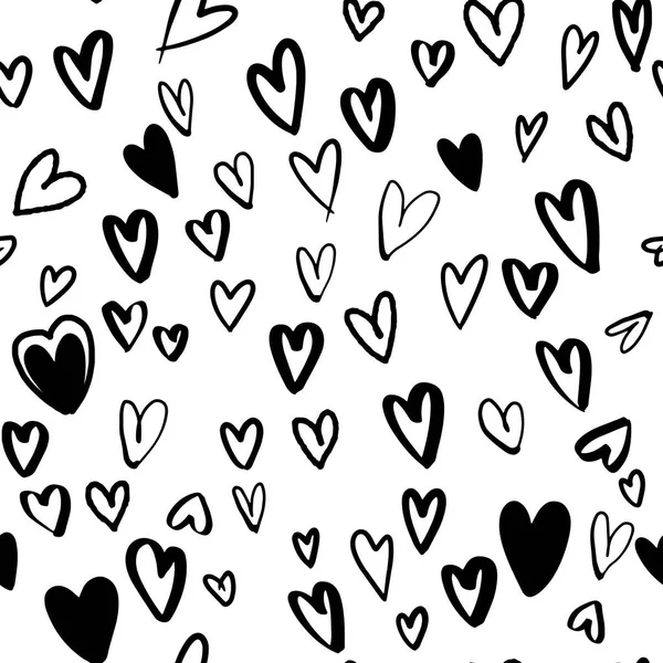 Doodle Безшовного Фону Вектор Боку Звернено Ілюстрації Колекція Чорний Серця — стоковий вектор