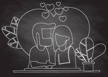 İllüstrasyon ile romantik bir akşam yemeği. Dating. Sevgililer günü kutlama