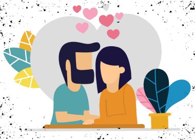 İllüstrasyon ile romantik bir akşam yemeği. Dating. Sevgililer günü kutlama