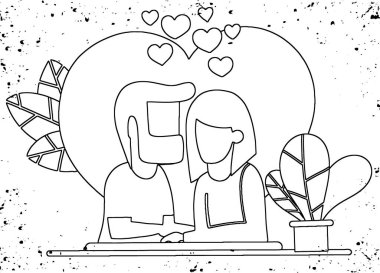 İllüstrasyon ile romantik bir akşam yemeği. Dating. Sevgililer günü kutlama