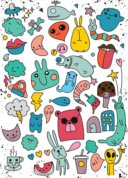 Handgezeichnete Vektor Illustration Von Doodle Kawaii Illustrator Linie Tools Zeichnung — Stockvektor