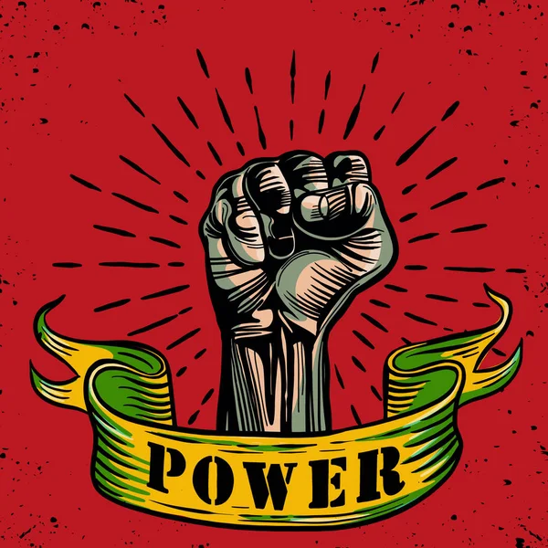 FreeHand vector tekening, Fist mannenhand, proletarische protest sym — Stockvector