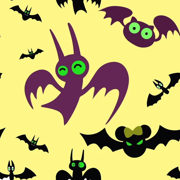 Bébé motif sans couture, Set de bande dessinée Halloween chauves-souris. Collecte — Image vectorielle