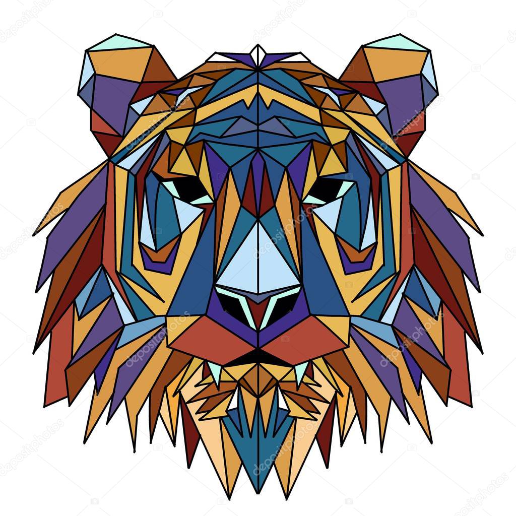 Vector. Polygonal geometric wolf head. Abstract linear isolated 