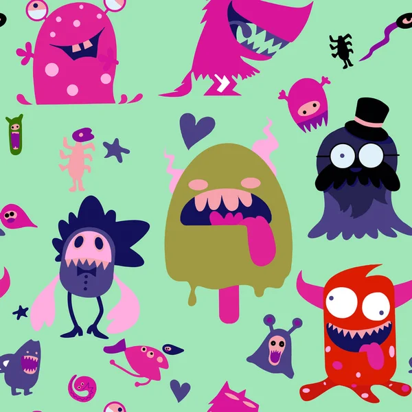 Cartoon Monsters collection. Vector set of cartoon monsters isol — Stock Vector