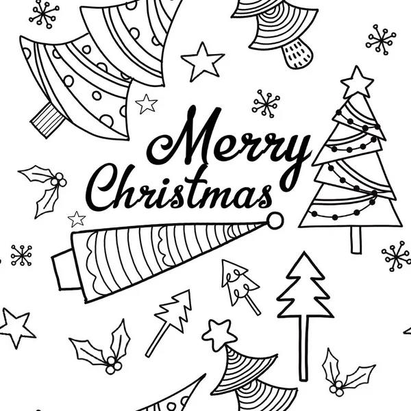 Sømløst mønster med søte juletrær. Håndtegnet illustrat – stockvektor