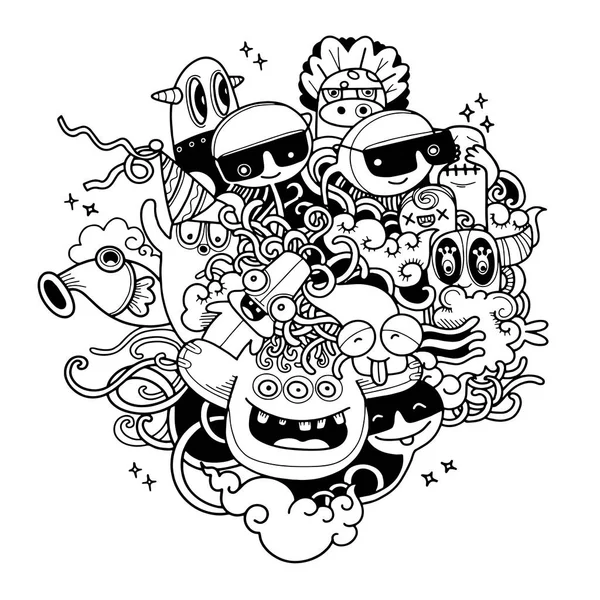 Illustration vectorielle de monstres et mignon alien sympathique, cool, c — Image vectorielle