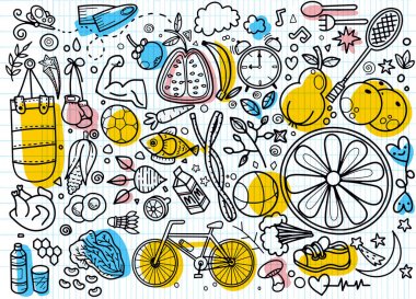 Yeşil kağıt elma formu ile sağlıklı yaşam tarzı kavramı. Vektör ha