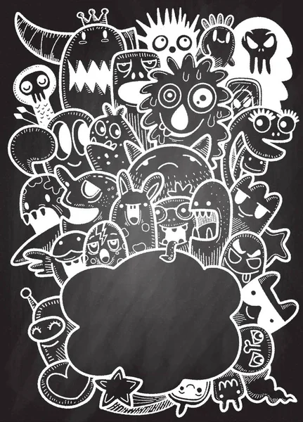 Vektor Illustration des Doodle niedlichen Monster Hintergrund, Hand zeichnen — Stockvektor