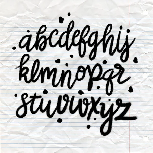 Hand getekende vector alfabet. Script lettertype. Geïsoleerde letters writte — Stockvector