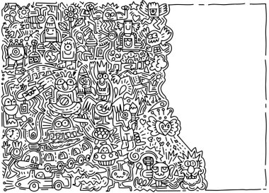  kopya alanı arka plan ile Doodle sevimli Monster illüstrasyon 